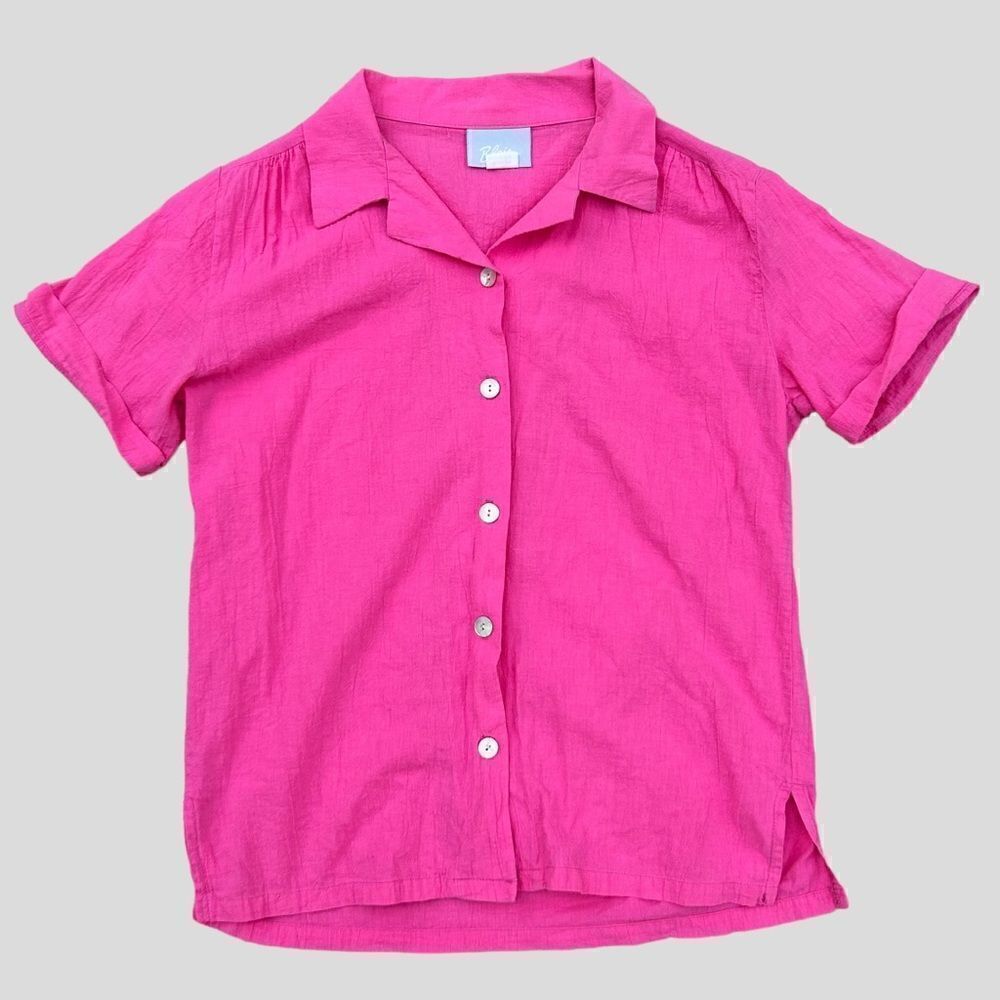 Vintage 100% Cotton Barbie Pink Button Down Blouse